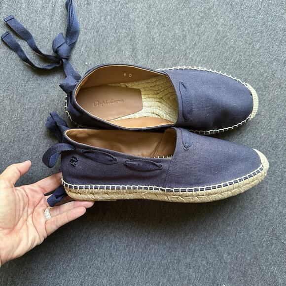 Ralph Lauren Bowsworth Lace Linen Logo Almond Toe Slip On Men's 8 Women’s 10.5 - Picture 16 of 16